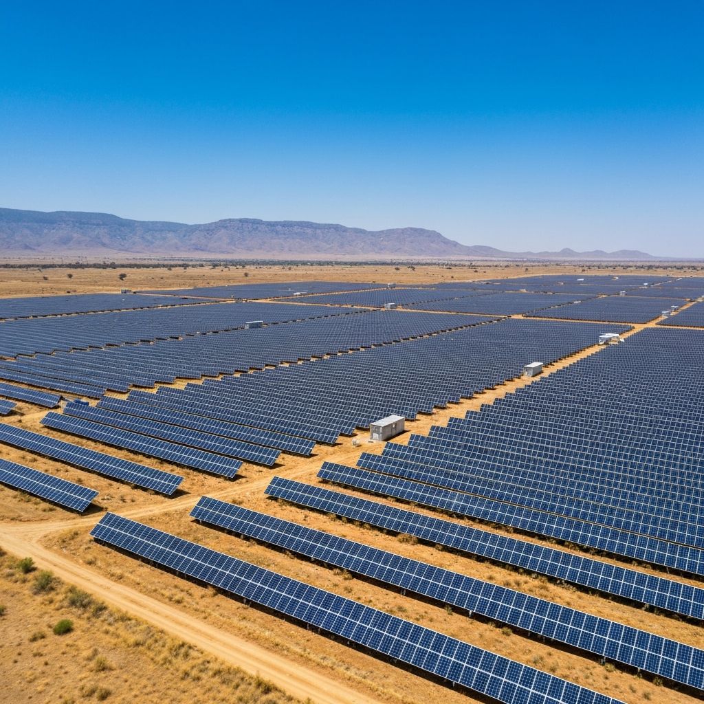 Large-scale solar panel farm in Zimbabwe