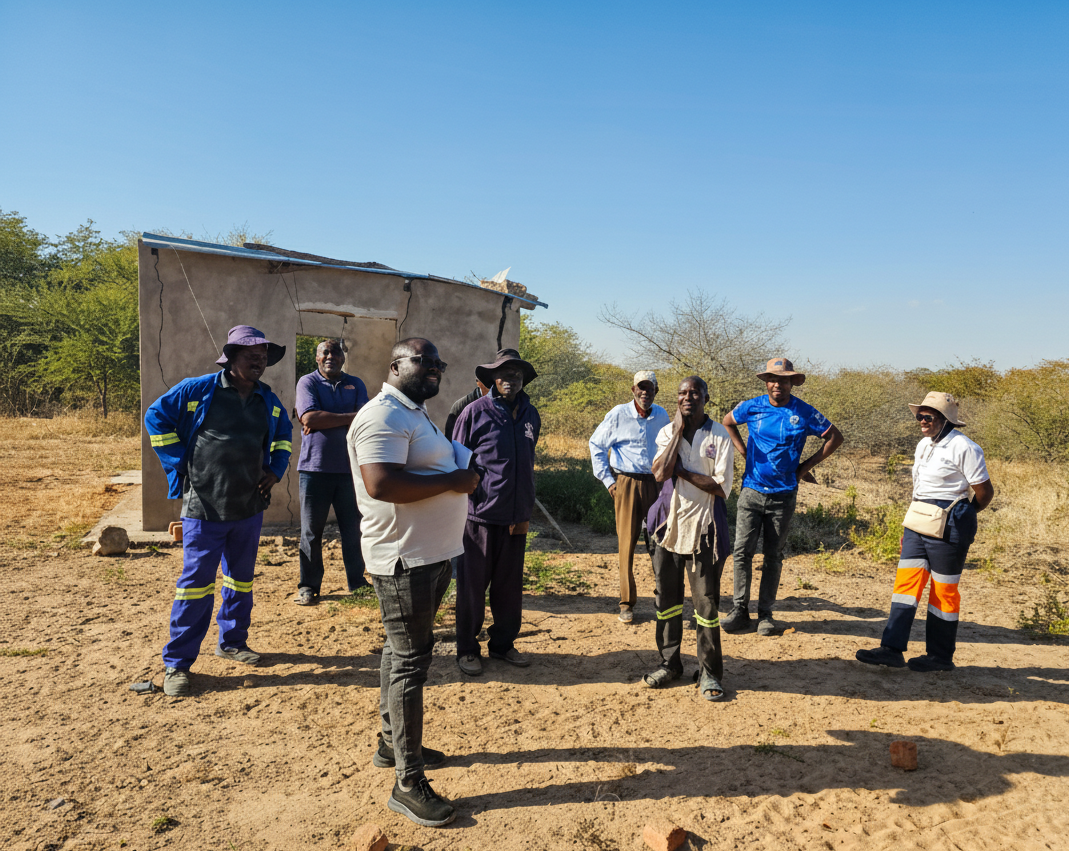 YASHEQ Consultancy team gathered on-site during a rural project visit